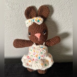 Crochet Stuffed Bunny With Sprinkle Dress 9.5”